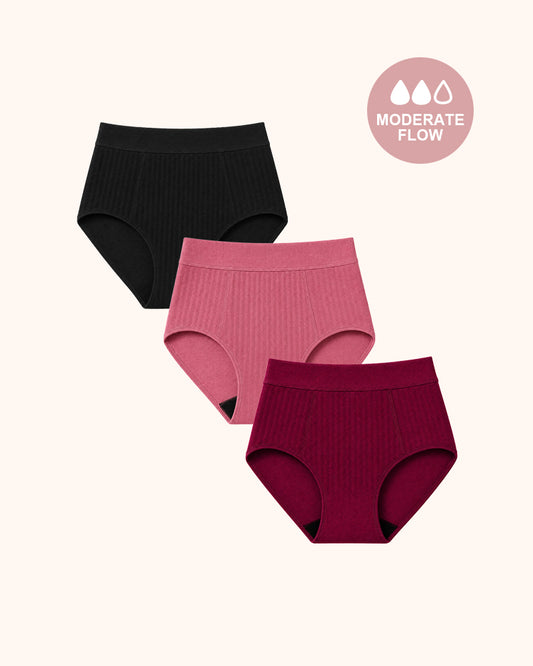 The Bikini Sporty Stretch Period Panties, Cotton-Knit Spandex Fabric, Stretchy, Comfortable for Heavy Flows