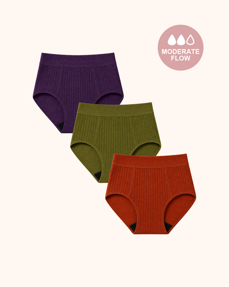 The Bikini Sporty Stretch Period Panties, Cotton-Knit Spandex Fabric, Stretchy, Comfortable for Heavy Flows