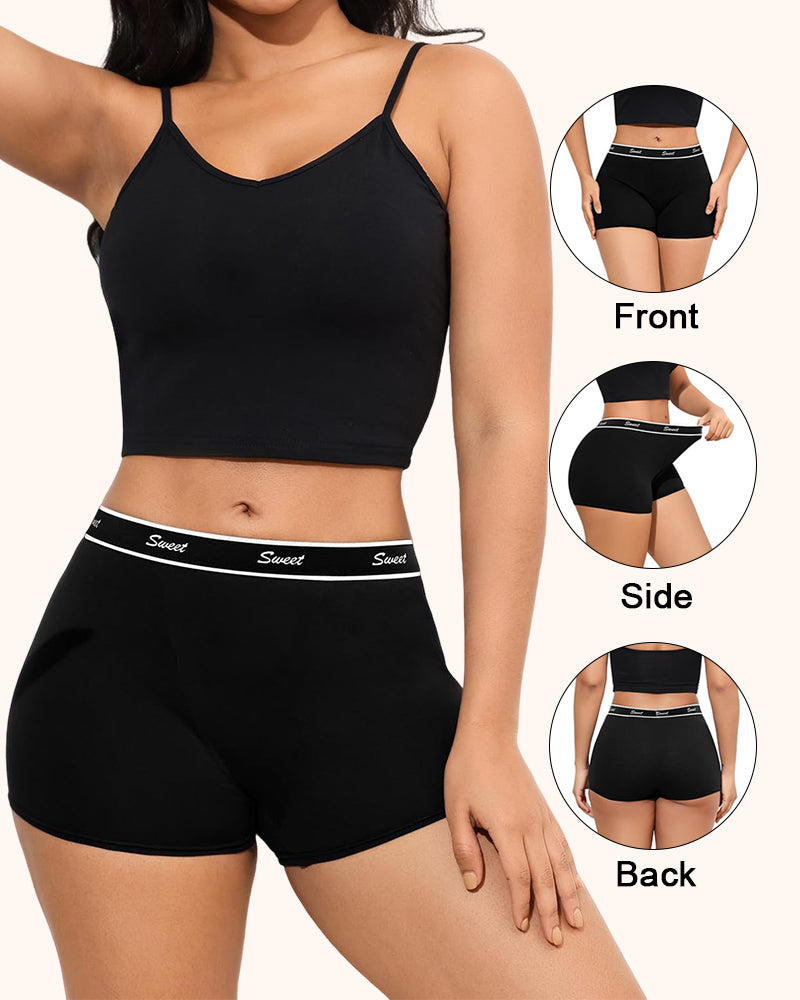 Women's Cotton High-waisted Boyshort Underwear 5-Pack