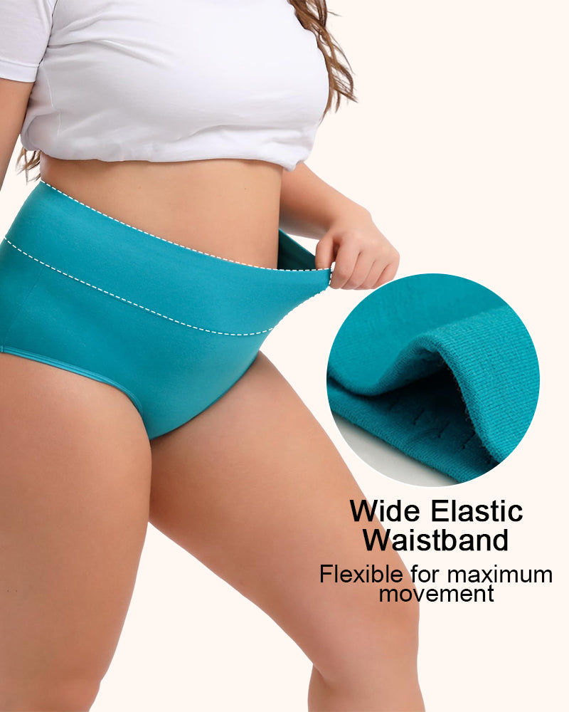Women's Plus Size Cotton High Waisted Briefs 4-Pack