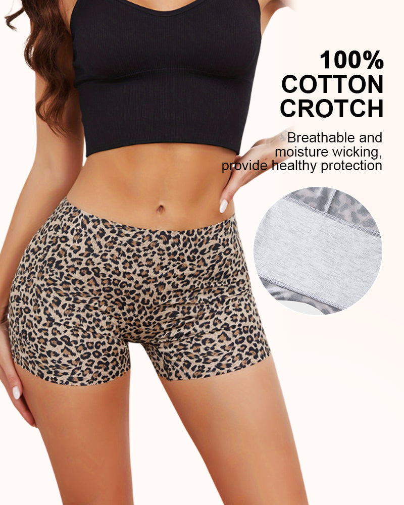 Leopard Seamless Mid-Rise Ice Silk Boyshorts 6-Pack