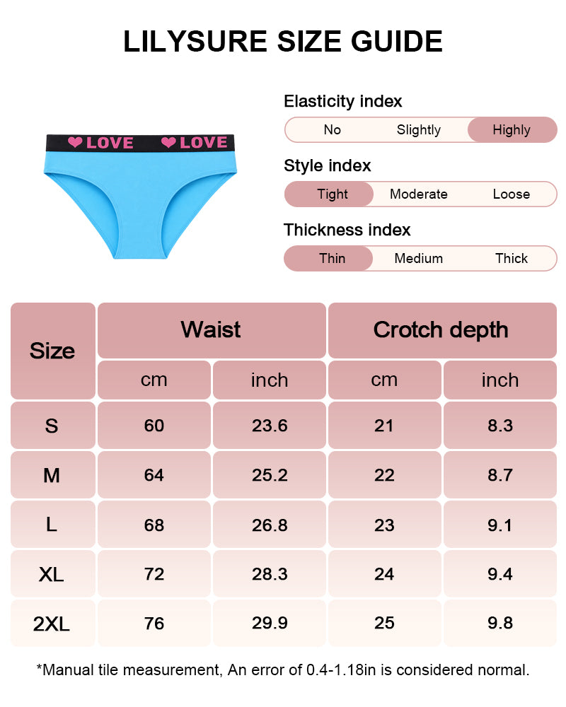 Women's Plain Letter Tape  Panties Set for Everyday Wear 6-Pack